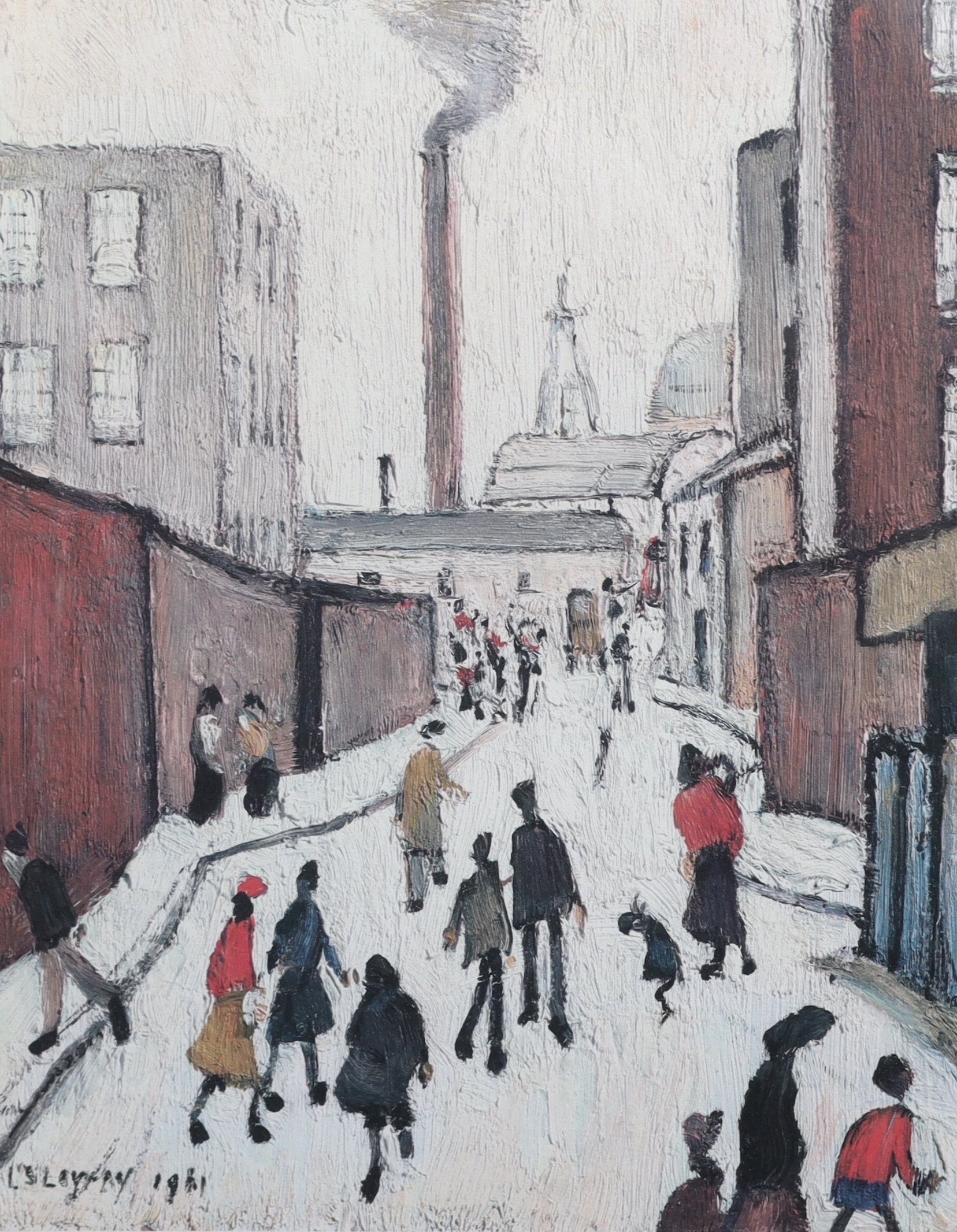 Laurence Stephen Lowry R.A. (English, 1887-1976), 'Street scene', offset lithograph, 25 x 20cm